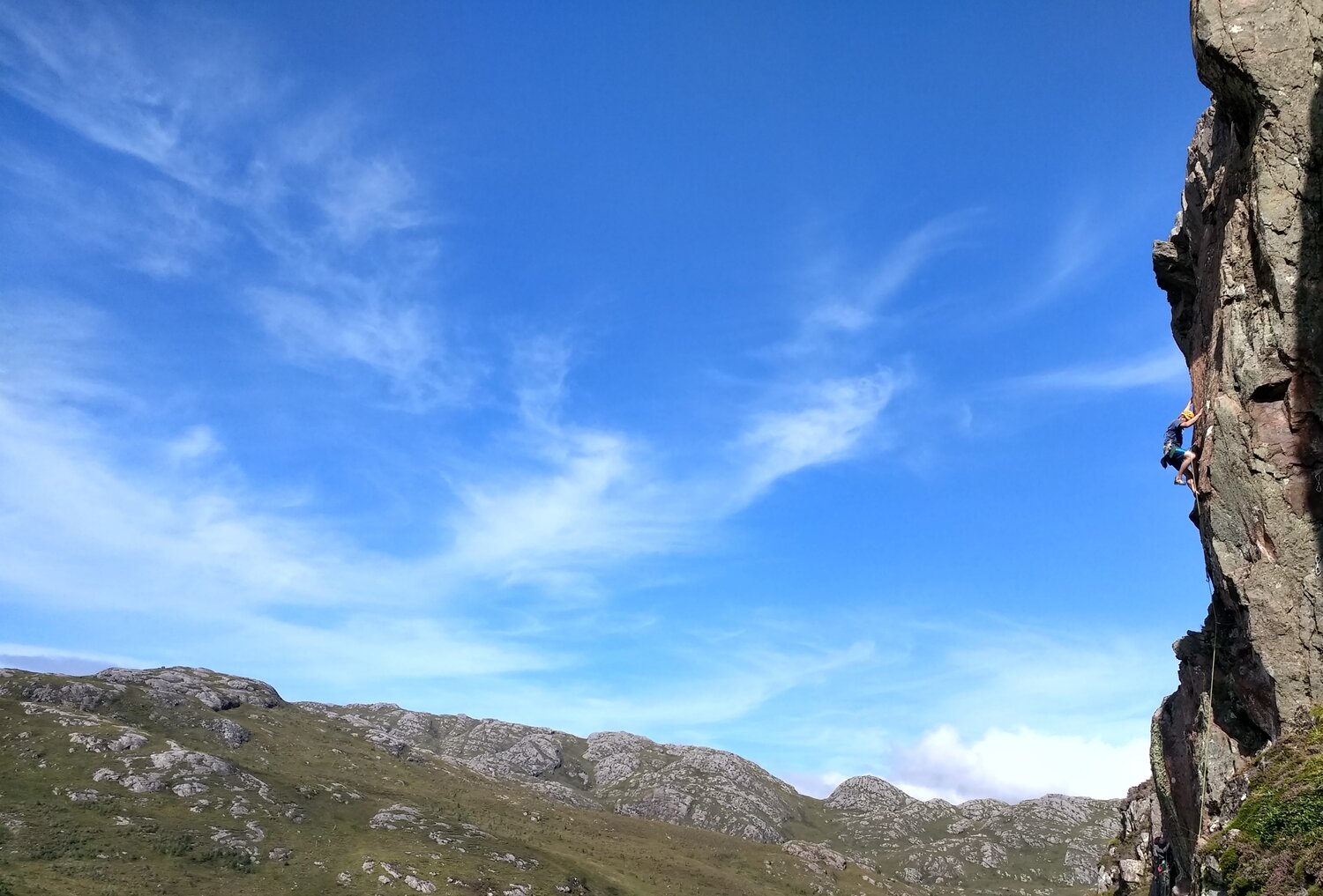 Doug Bartholomew on Bovnahakit 6a+, one of the fantastic easier routes that’s not on the topo.