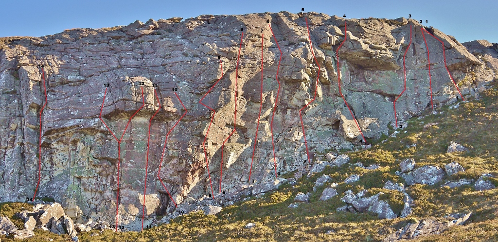 Glutton Crag routes 1 - 13